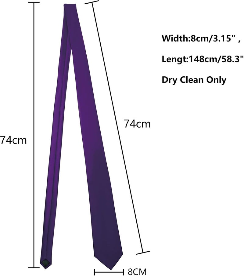 Murong Men's Ties Solid Color Pure Polyester Plain Fine Stripes Necktie Ties For Men - Image 5